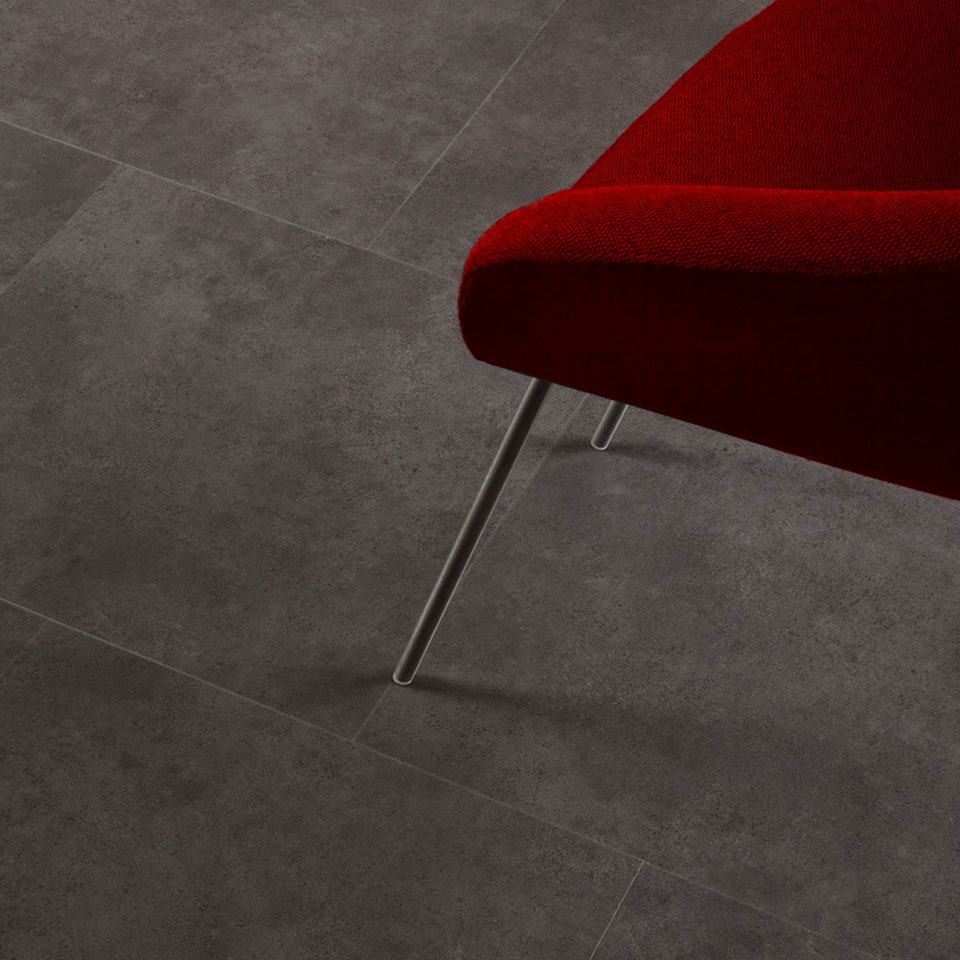 Luxury Vinyl Plank And Tile dark floor red chair